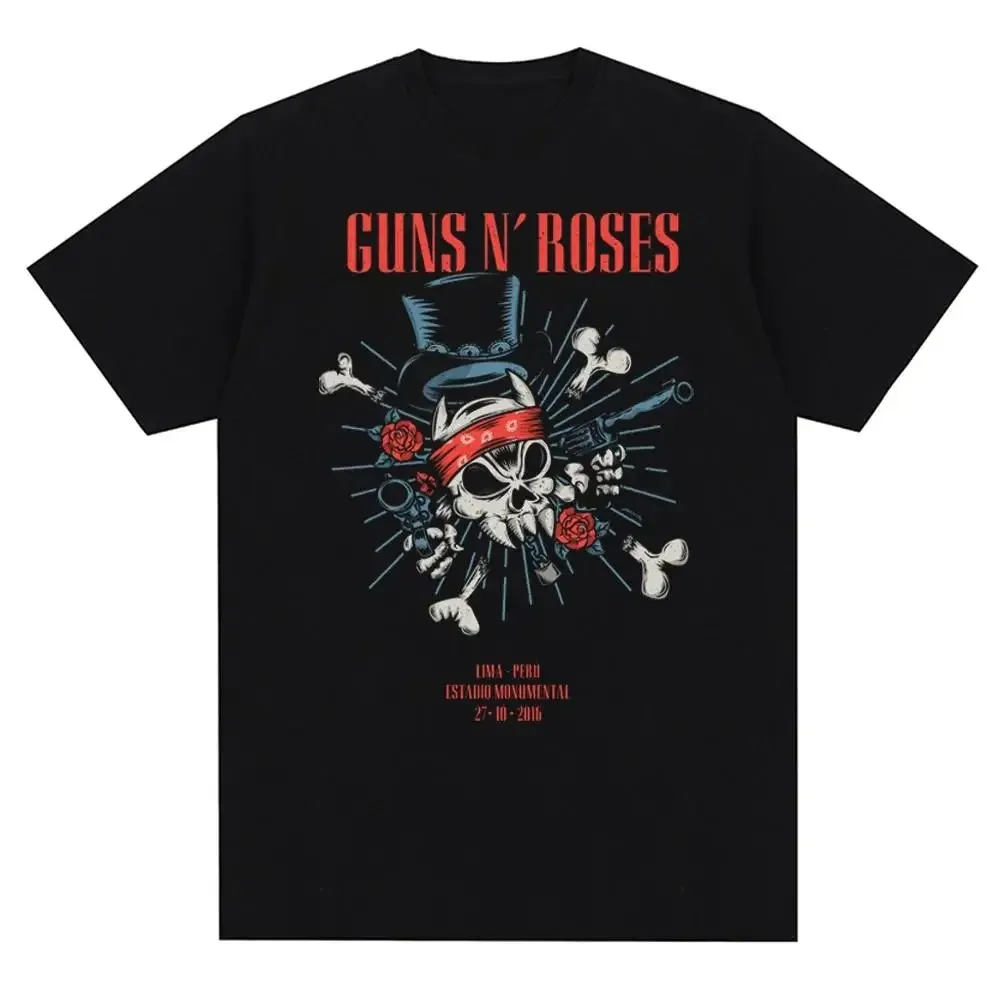 Guns N Roses Graphic Print Cotton T-shirt Vintage Rock Band Streetwear Short Sleeve Fashion Crew Neck Plus Size T Shirt Women