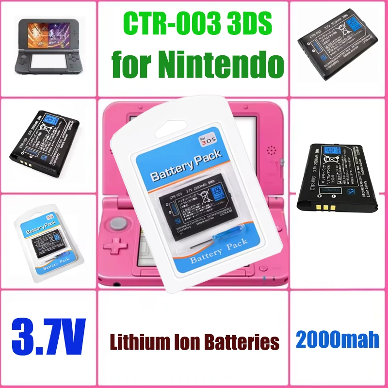 

CTR-003 3DS Battery CTR003 2000mAh 3.7V Lithium Ion Batteries for Nintendo 3DS/2DS Game Console N3DS CTR 003 Rechargeable Cell