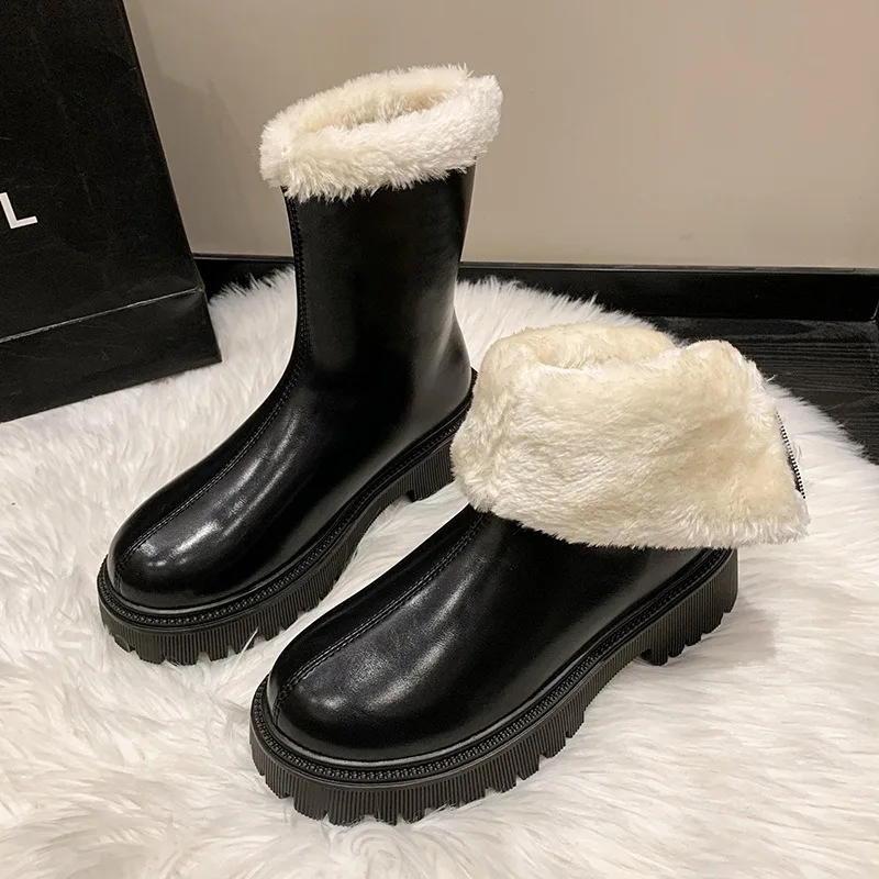 

Winter Women Chunky Long Boots Cold Proof Warm Slim Fit Short Boots Fashion Solid Riding Boot European Style Boot Botas De Mujer