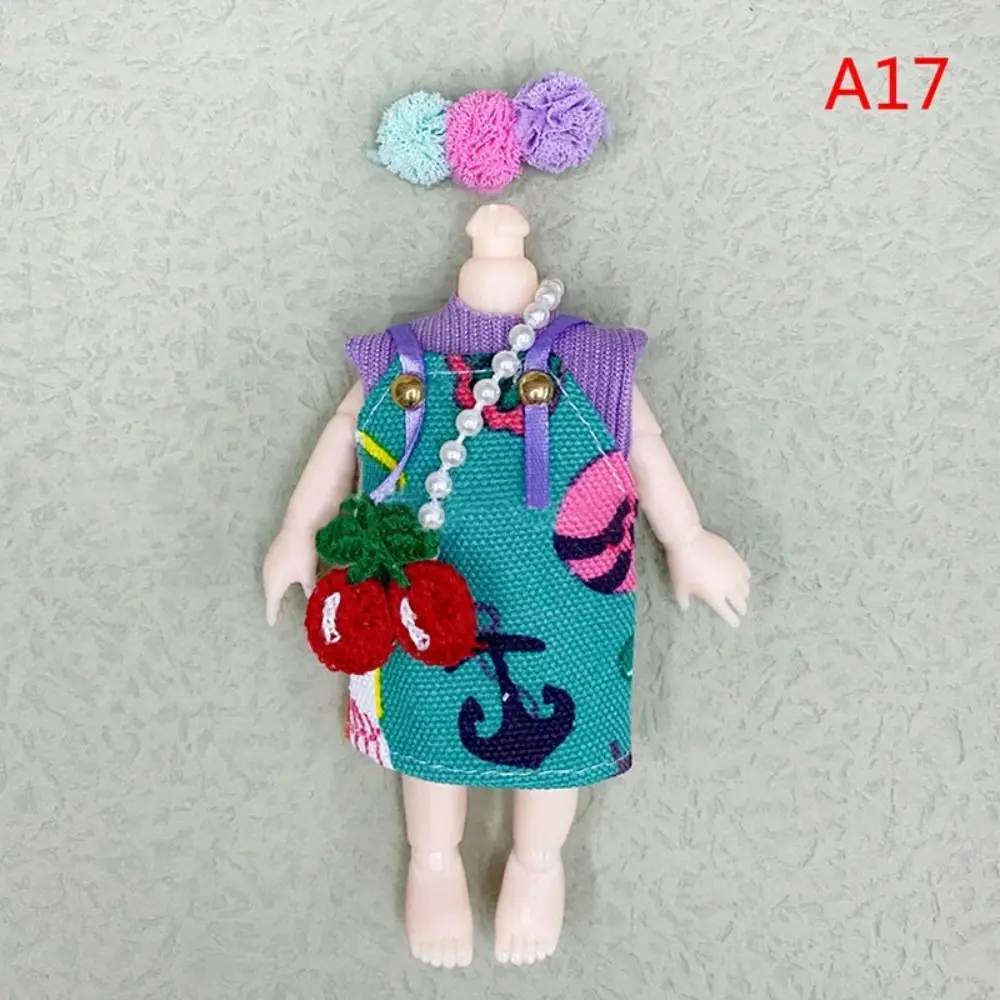 Traje de ropa de muñeca de repuesto, Parche de felpa, cambio de muñeca, falda de vestido de invierno, dibujos animados, 16-17cm, lindo conjunto de ropa