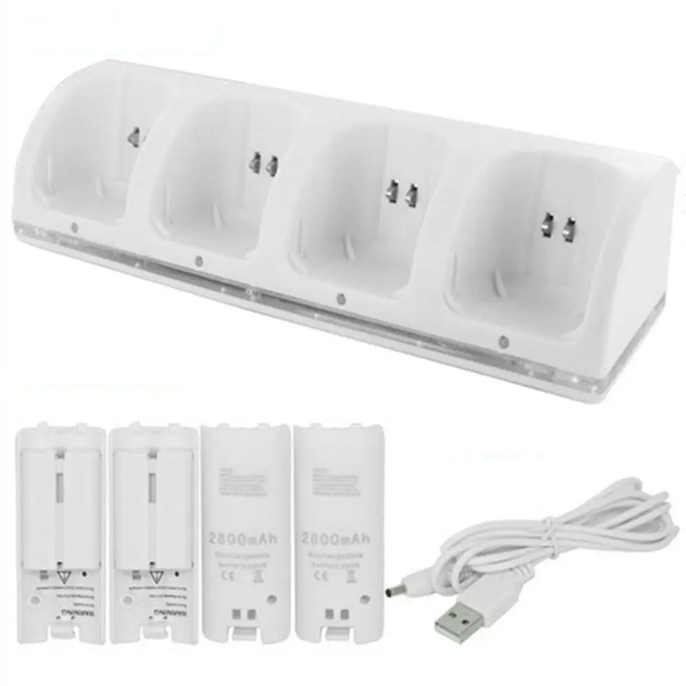Chargeur à distance pour manette Nintendo Wii, station S6 Cradle, batterie aste 2800mAh, manette de jeu, 2 pièces, 4 pièces, nouveau