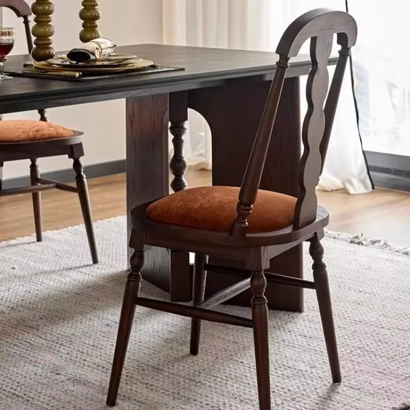 Elegant Backrest Dining Chairs Antique Brown Rattan Nordic Dining Chairs Golden Wedding High Sillas Para Comedor Furniture Home
