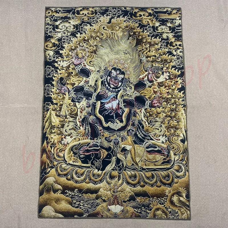 

Thangka/Изысканный Тибетский тангка Будда/черный Бог богатства/искусство/благоприятный танка