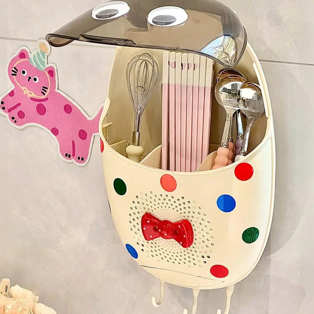 

Multifunctional Kitchen Utensil Holder Spoon Fork Holder Kitchen Utensil Storage Box with Lid for Wall Mounting Capacity Cutlery