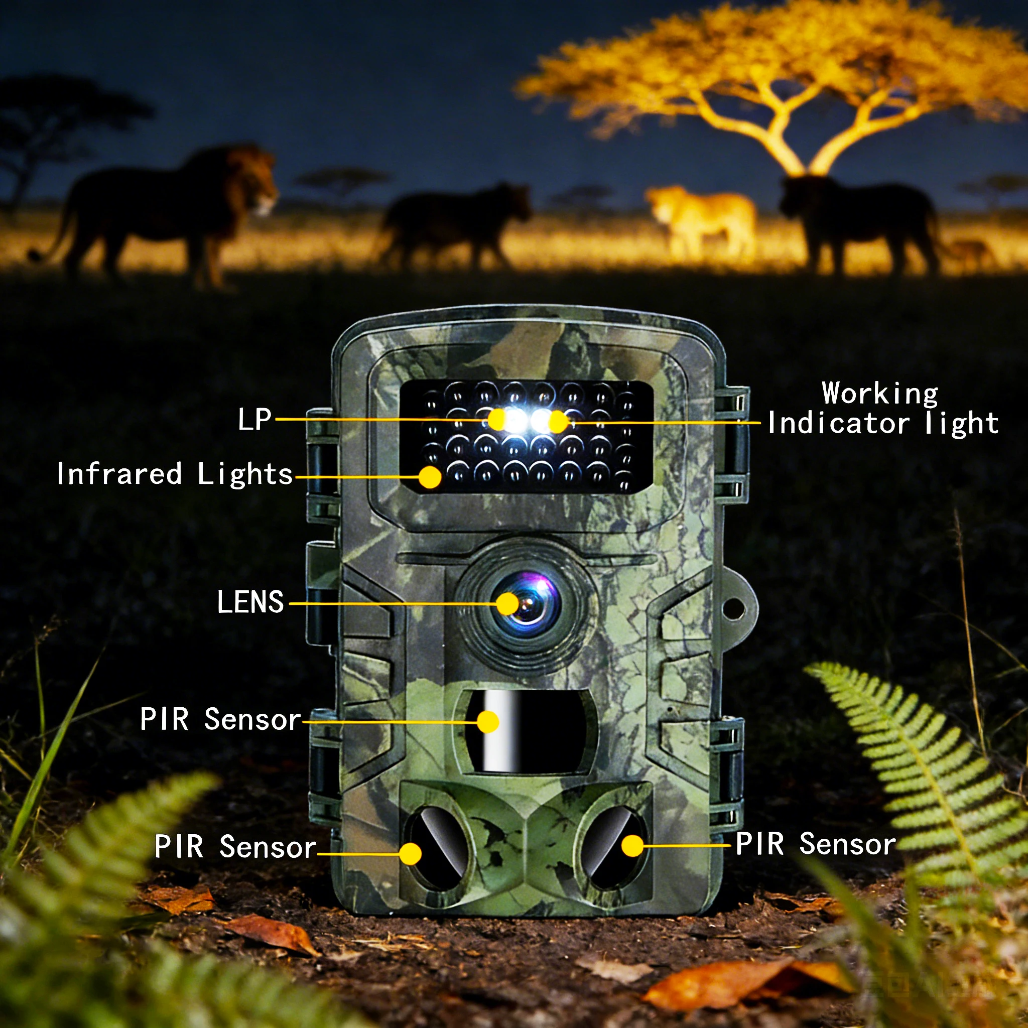 

Камера для охоты и наблюдения за дикой природой PR700 20 МП 1080P с ИК-подсветкой, ночным видением и защитой IP54