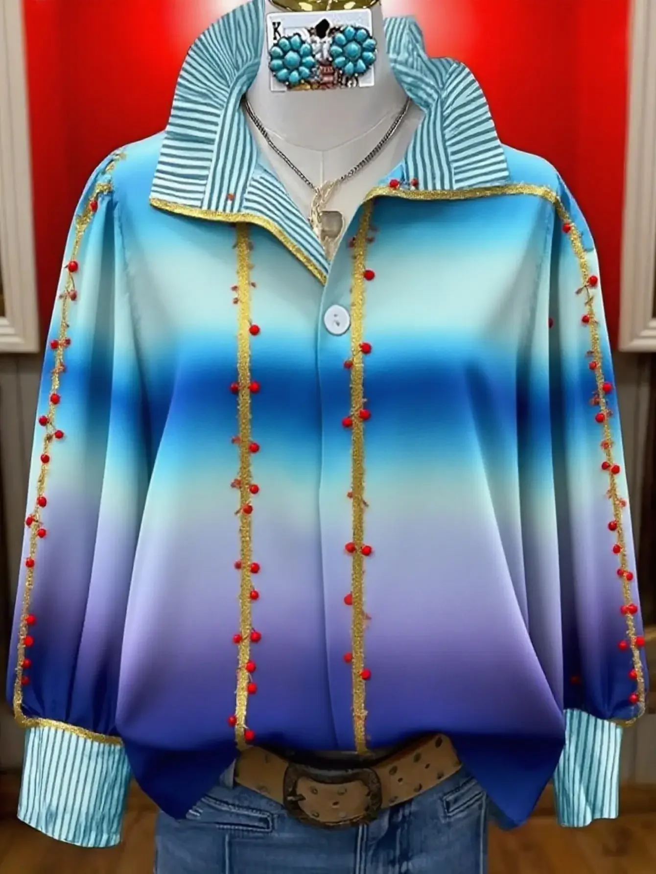 

Women's 2026 new top retro fashion shirt simple Baidu suitable for any occasion,New Year&Thanksgiving costumes