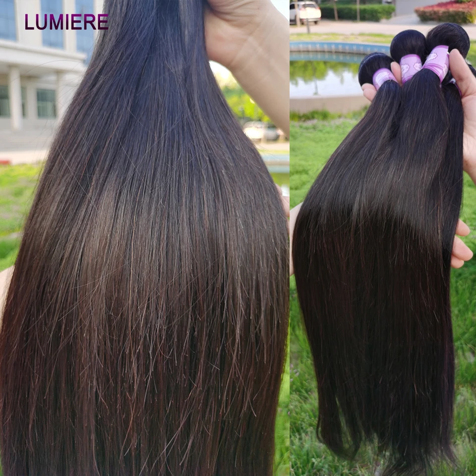 Paquetes de cabello lacio bone straight, cabello humano virgen crudo, 8-30 pulgadas, extensiones de tejido para mujer, doble tejido, mayoreo 4