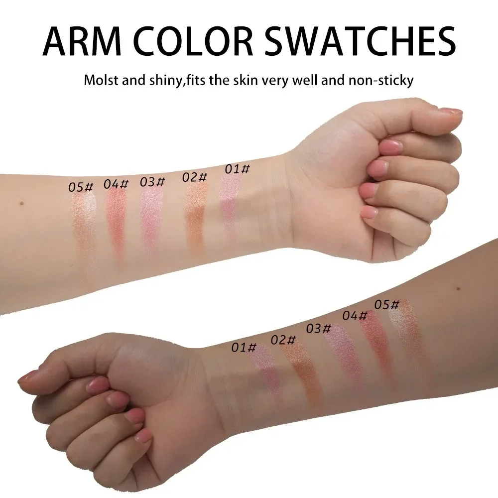 أحمر خدود لؤلؤي بنمط رخامي للوجه، أحمر خدود سطع، تسليط الضوء على مكياج الوجه الطبيعي عالي اللمعان عالي الصباغ #4