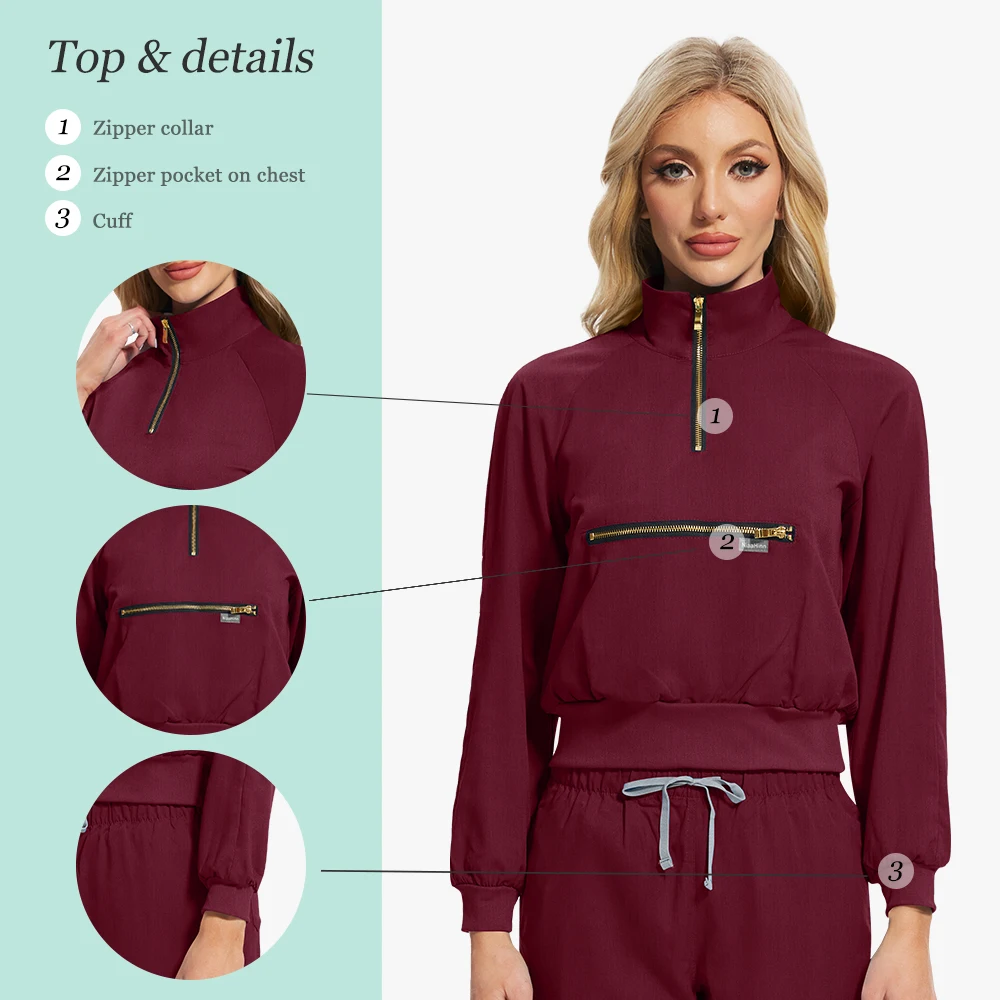 Langarm Peeling Uniform Set Medizinische Krankenhaus Krankenschwester Uniform Scrubs Frühling Herbst Mode Arbeit Kleidung Weiche Pflege Zubehör