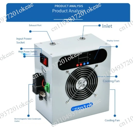 ZLA-02 Refrigerated Gas Dryer 210W Air Compressor Compressed Air Drying Water Removal Filtration Automatic Drainage Cold Dryer