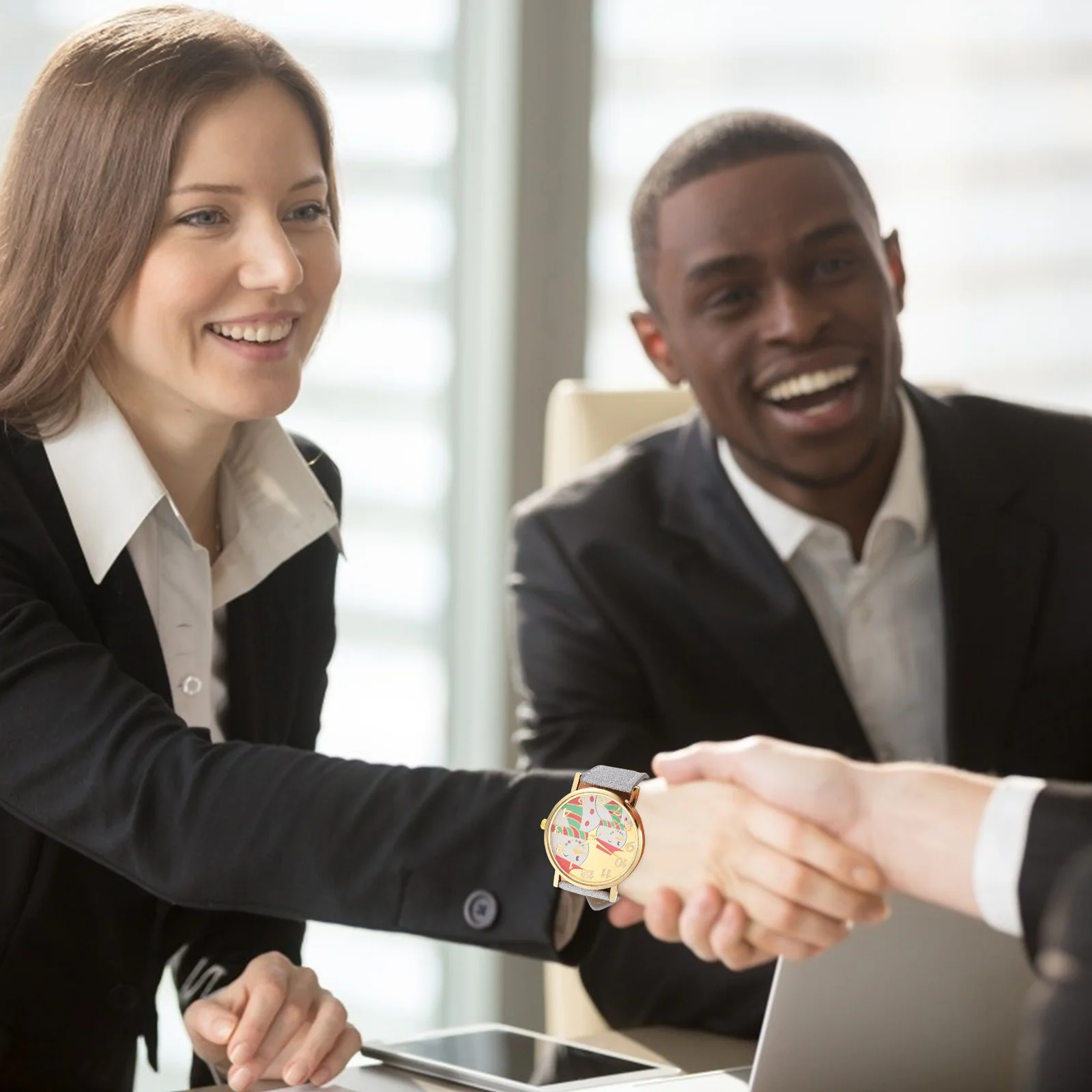 1 قطعة ساعة عيد الميلاد ثلج نمط حزام قابل للتعديل جميل مشرق ساعة هدية توقيت دقيق