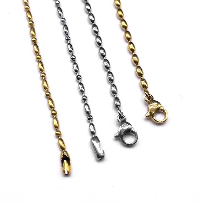 Stainless Steel  Aesthetic Rice Bead Chain  Necklace for Women Men Silver/Gold Color Choker Jewelry Marking Accessories joyas