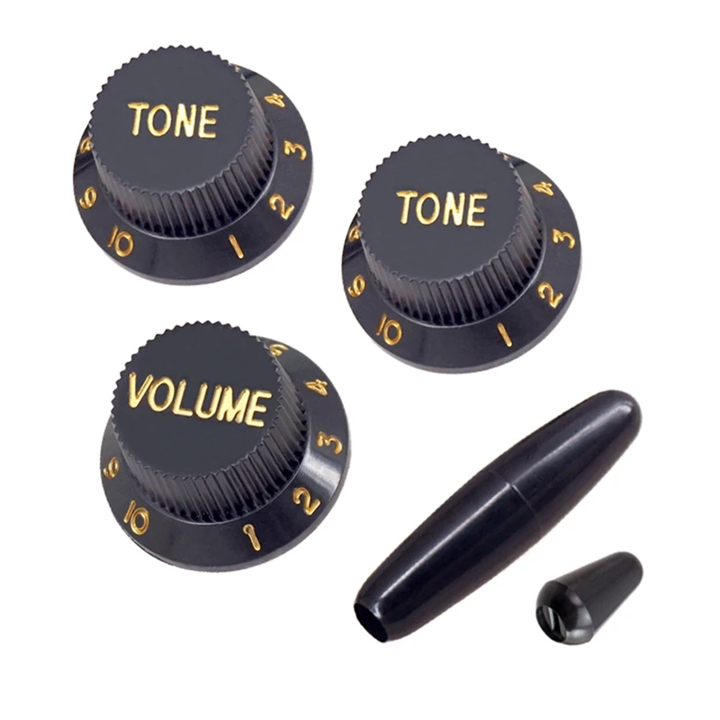 10 Set Plastic Guitar Strat Knobs 1 Volume And 2 Tone Control Knobs Set Electric Guitar,Black Replacement