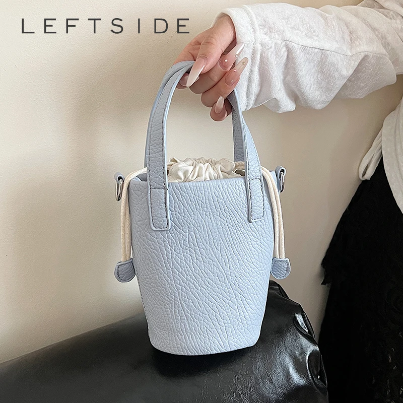 

LEFTSIDE Short Handle Bucket Crossbody Bags for Women Small PU Leather Shoulder Bag 2025 New Designer Purses and Handbags