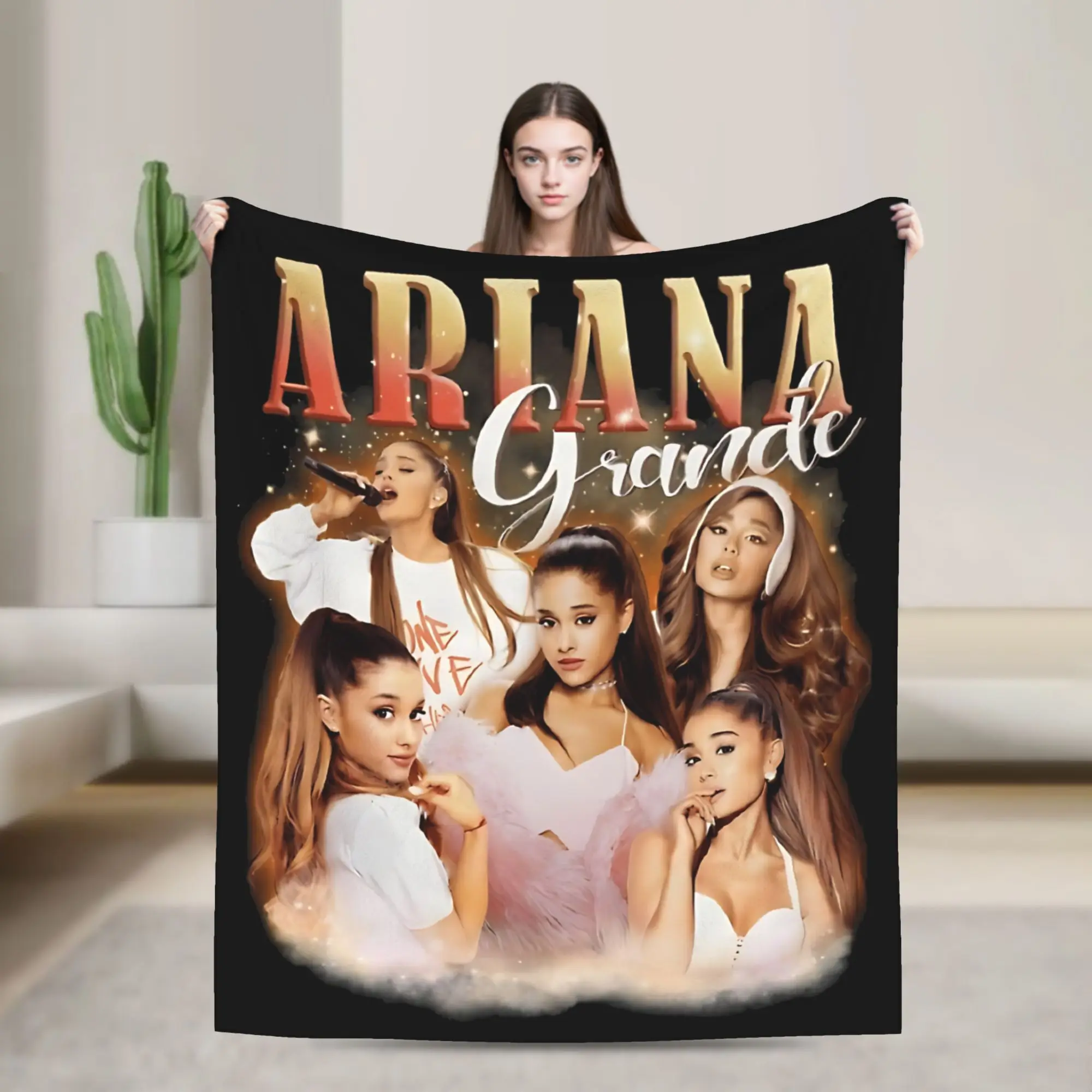 Vintage Pop Music R&B - The Best Singer Ariana Grandes Wool Blanket  Vintage Throw Blankets for Home 125*100cm Rug Piece,