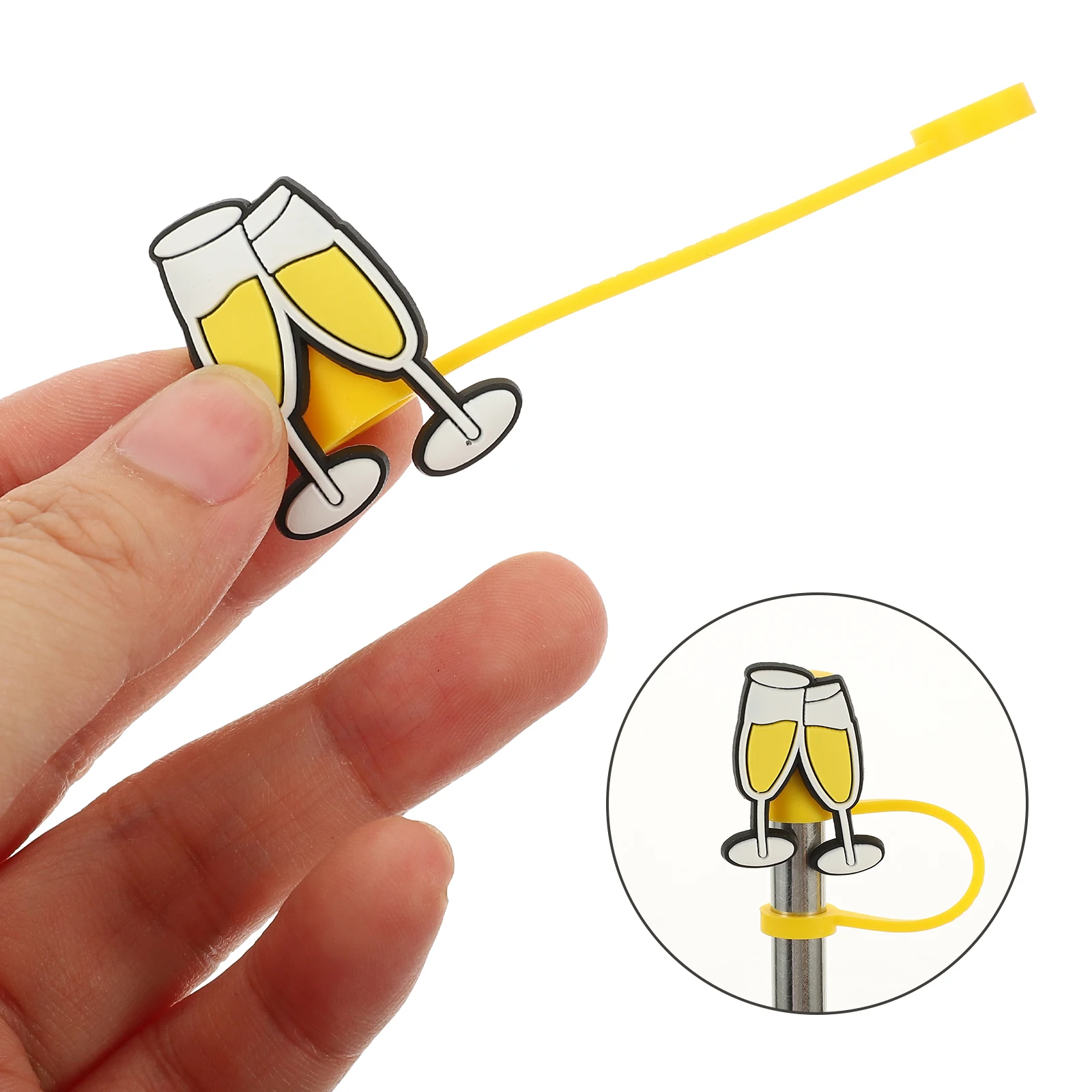 

6 Pcs Straw Cover Silicone Tips Cute Decor Reusable Lids Topper Dust Protection Lightweight Easy Storage Kitchen Bar Supplies