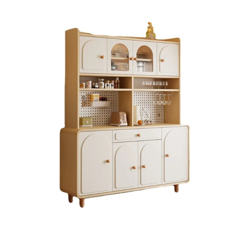 Wooden cream style high sideboard with wall integrated household kitchen, living room, wine cabinet,