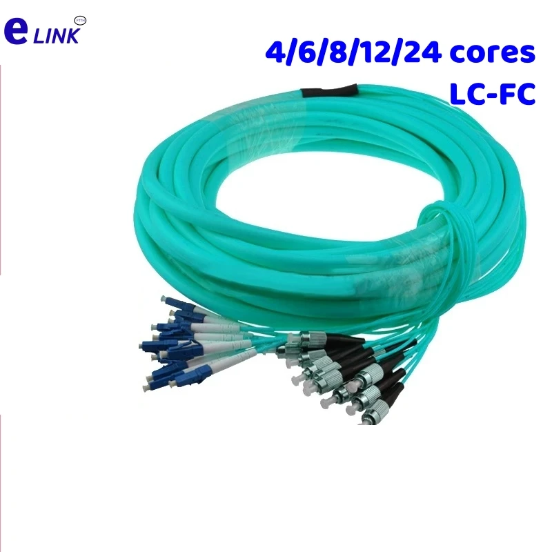 fiber patchcord bundle indoor OM3 LC-FC 4/6/8/12/24 cores optical jumper Multimode optical fibre patch lead 4C 6C 8C 12C 24C 10m