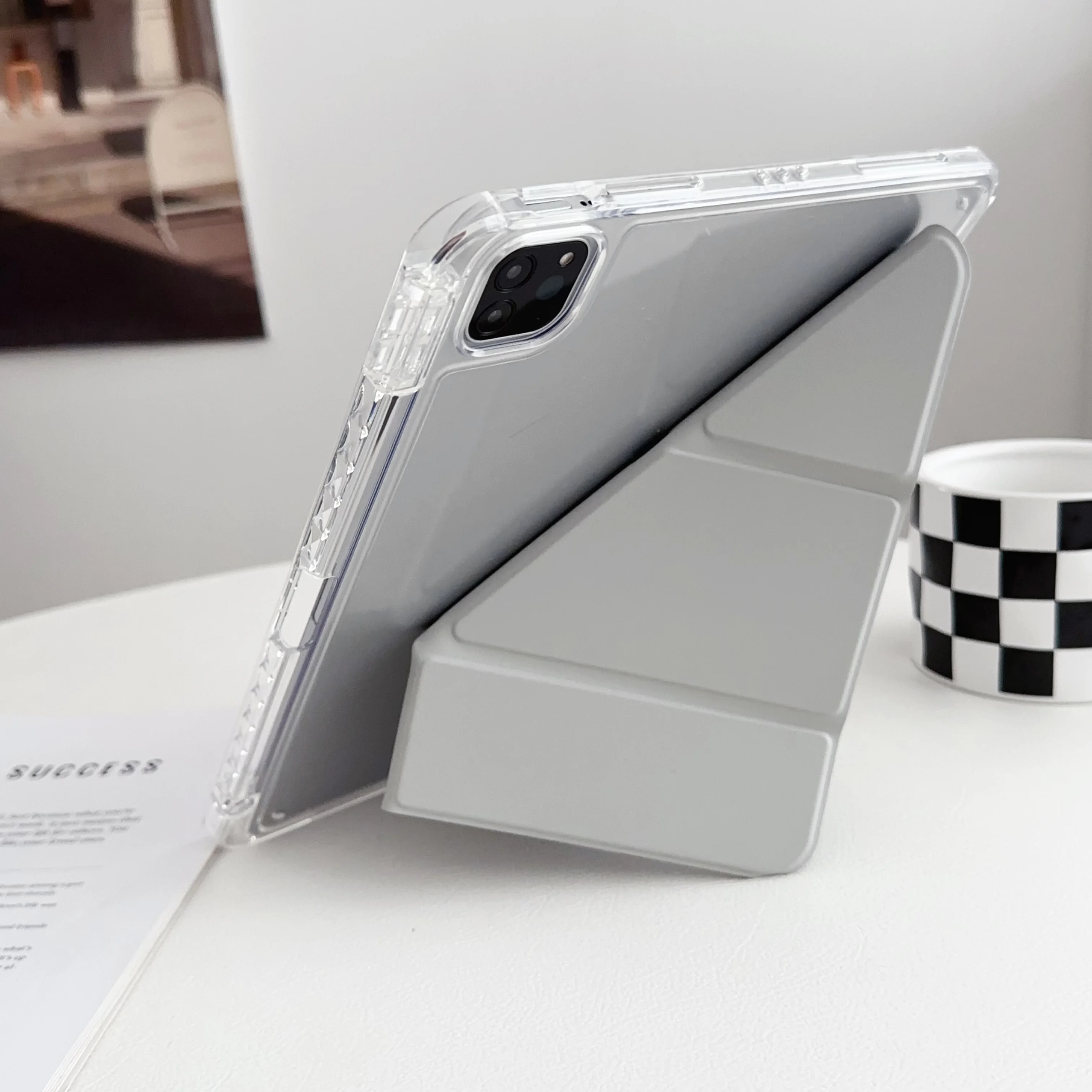 Y-fold track caso claro para ipad 11 10th ar 4 5 6 10.9 11in 13in ar 2 9.7 pro 11 12.9 mini 6 7 capa multi dobrável suporte funda