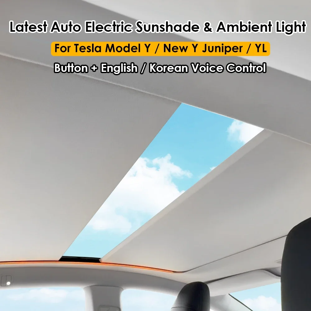CSSBOON Electric Powered Sunshade for Tesla Model Y New Juniper Voice Control Retractable Sunroof Heat UV Protection