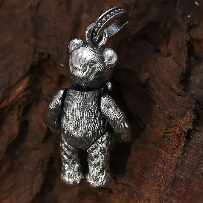 Mayones 2022 Trend Real S925 Silver Creative Bear Pendant Retro Craftsmanship Fashion All-Match Men And Women Pendant