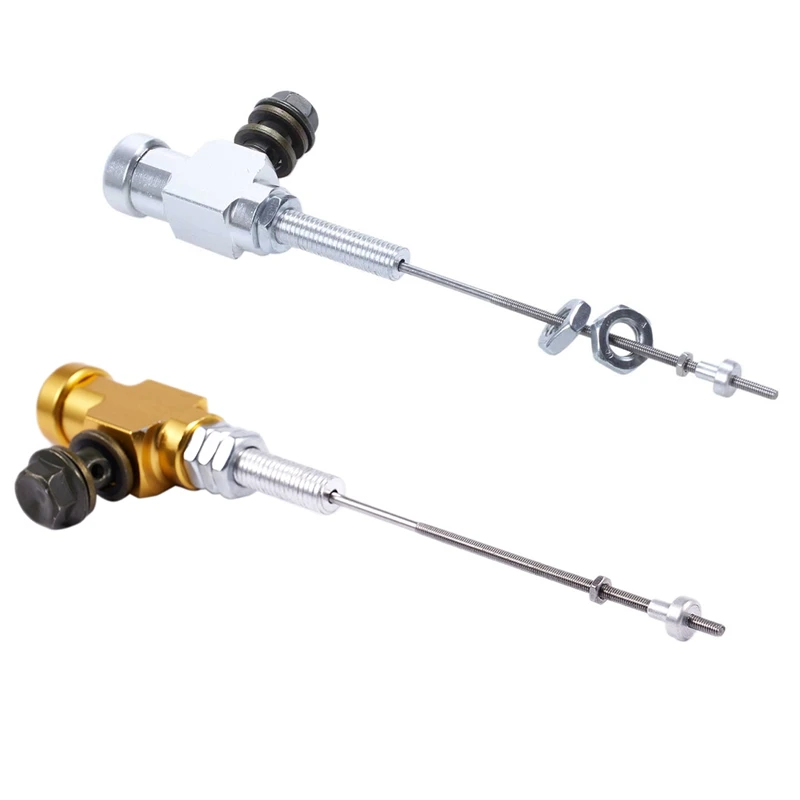 2Pcs Motorcycle Hydraulic Clutch Master Cylinder Rod Brake Pump M10X1.25Mm Aluminum - Gold & Silver