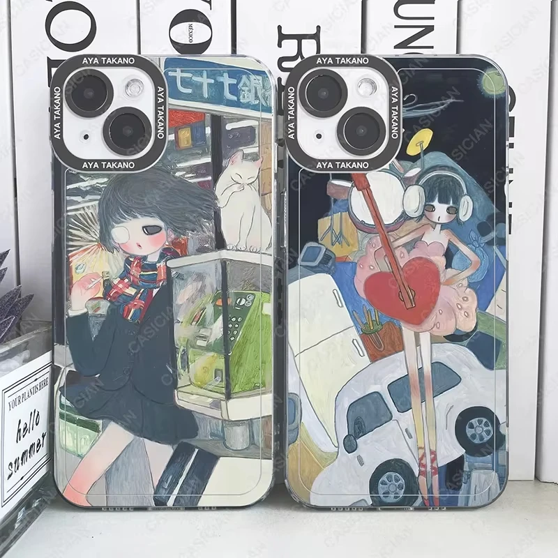 Phone Case for iPhone16 15 14  13 12 11 Pro Max X XR XS 8 7 6 6s Plus Art Cartoon Aesthetic Aya Takano clear Silicone soft cover