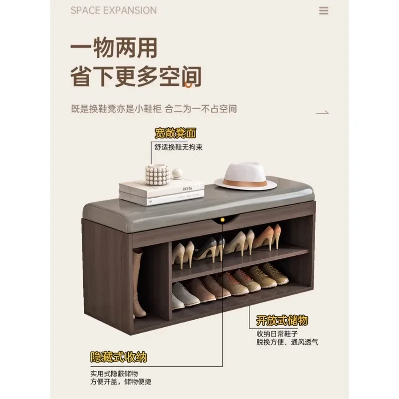 Shoe changing stool household door shoe cabinet sitting stool integrated simple shoe rack door soft bag seat cushion can sit hom image 3