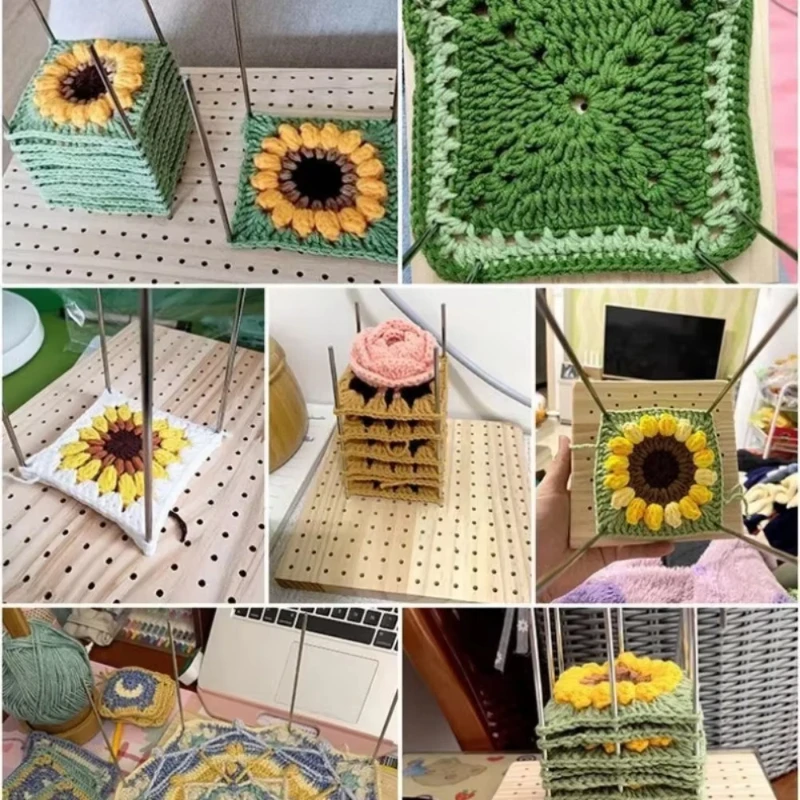 يدويا خشبية الكروشيه كتلة لوحة قابلة لإعادة الاستخدام الخيزران شبكة الحياكة مجلس النسيج الكروشيه الحياكة حجب حصيرة للحرفيين