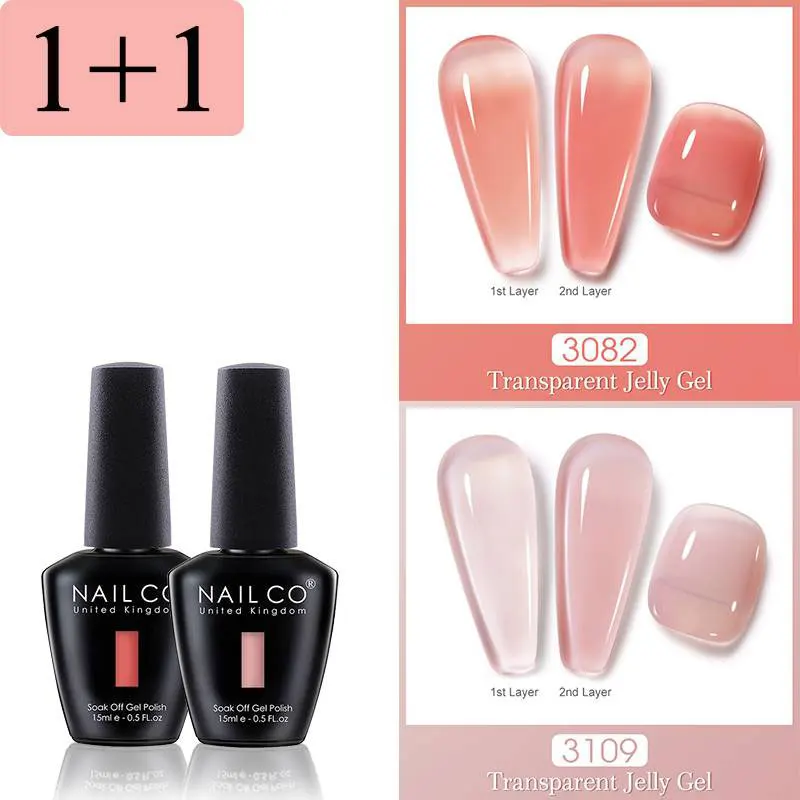 NAILCO 15 مللي 2 قطعة/المجموعة هلام اللون UV جل طلاء الأظافر الألوان الوردية شبه شفافة فيرنيس مسمار الفن DIY مانيكير نقع قبالة Esmalte #1