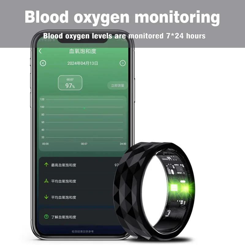 Anneau de suivi intelligent en temps réel, fréquence cardiaque, oxygène sanguin, sommeil, exercice multimode, compteur de calories, pas, fitness