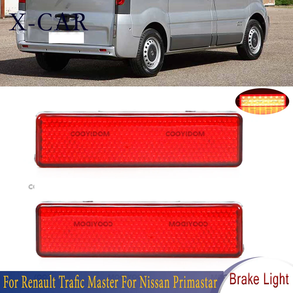 X-CAR LED Rear Bumper Reflector Light Brake Lamp For Renault Trafic Master For Nissan Primastar For Opel Vauxhall Vivaro Movano