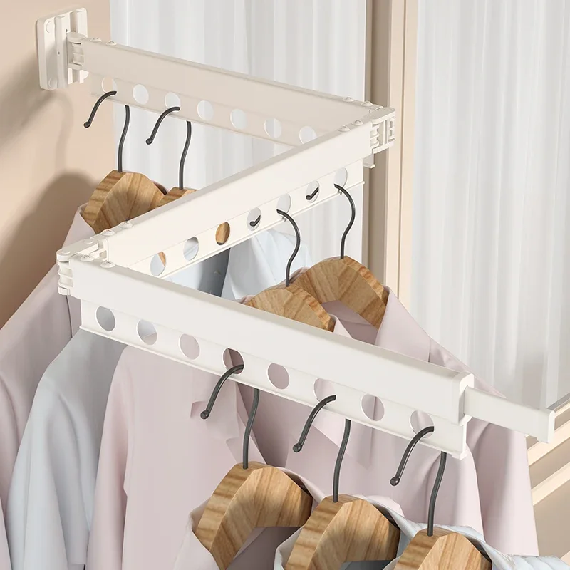 

Balcony Folding Clothes Drying Rack Invisible Retractable Wall-Mounted Laundry Hanger Adjustable Quilt Dryer Space-Saving
