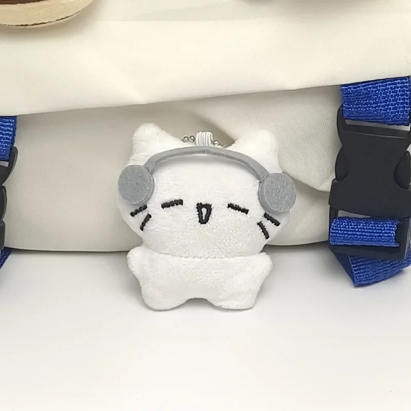 Cute Headphones Kitten Couple Keychain Mini Crying Cat Doll Plush Keyring Bag Pendant Charms Backpack Decor Cartoon Cat Keychain