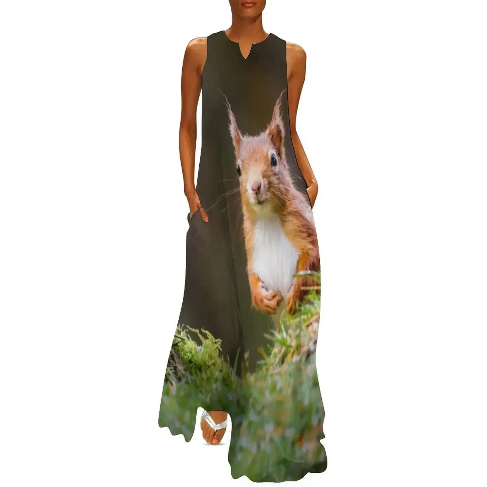 

Curious Red Squirrel Long Dress dresses for womens womens dress Clothing female Women's skirt Dress