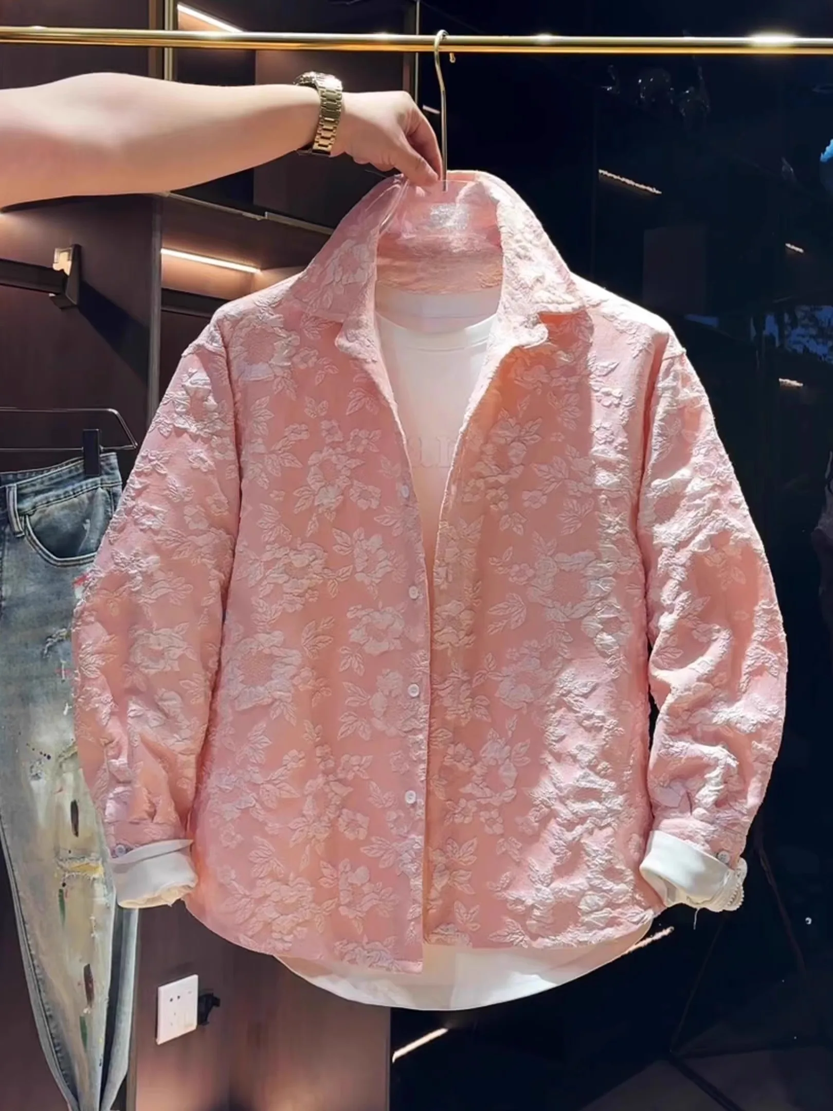 

Весенняя новинка: мужская удлиненная повседневная куртка с цветочным принтом, модная, свободная, универсальная, дышащая, молодежная.