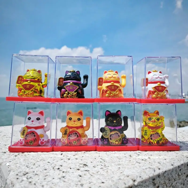 ⑧ 1Pcs Solar Powered Claws Movable Lucky Cat Decor 2inch Mini Lucky Cat Ornament For Desk Table Counter Bring Fortune Ornaments