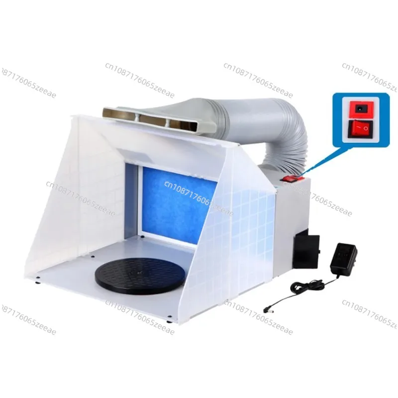 Airbrush Spray Booth Portable Hobby Airbrush Paint Spray Booth Kit with 4 LED Light Powerful Dual Exhaust Fans