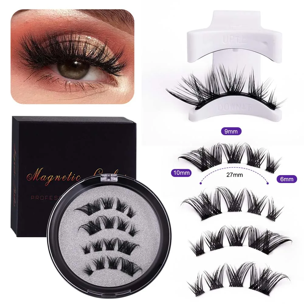 Magnetic Magnetic False Eyelashes D Curl Reusable Magnetic Eyelashes with Clip Glue Free 3D Extension False Eyelash Clusters