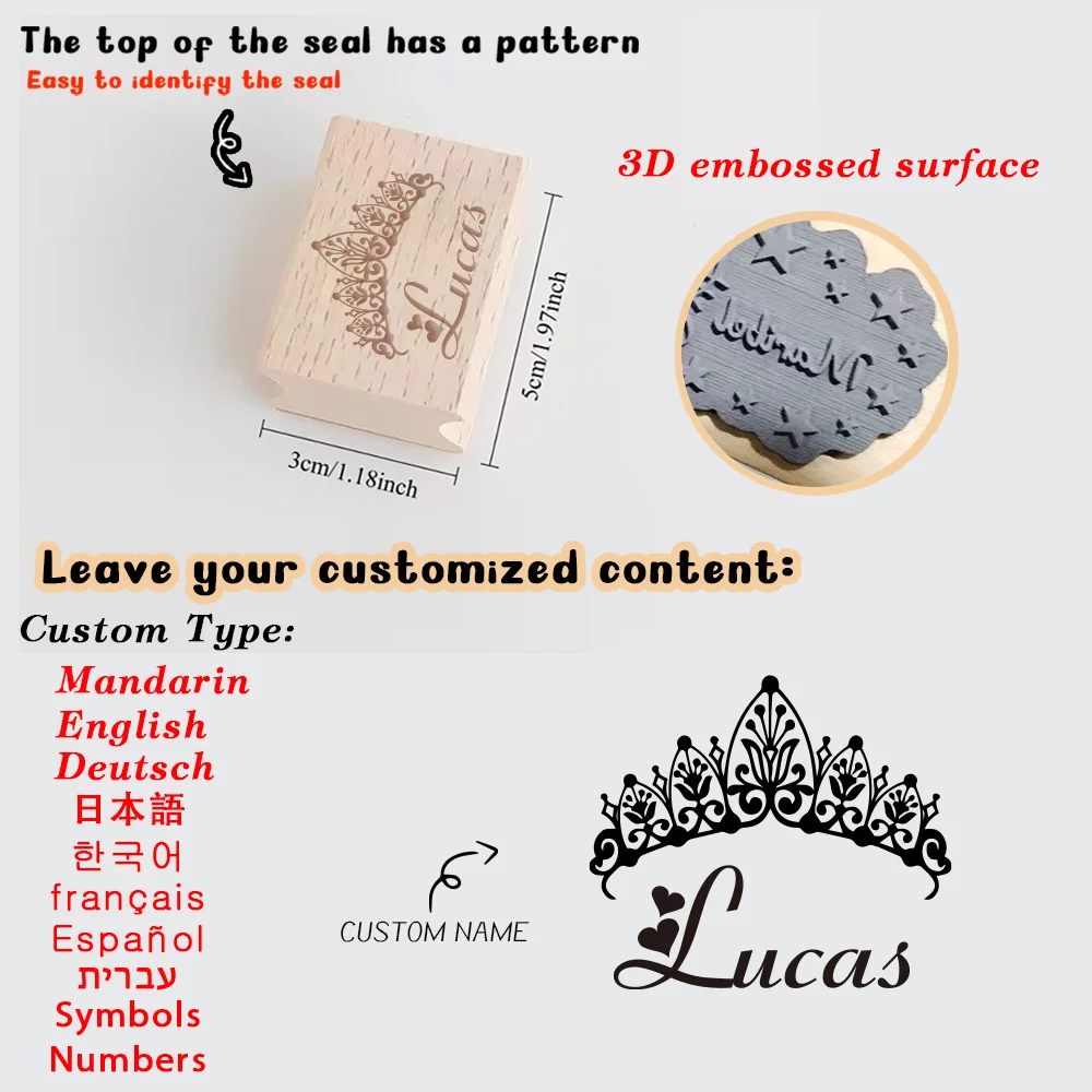 1PC Excellent Custom Name Wooden Seal ldeal for Festive Occasions Customized Name Wooden Seal Provide Convenience for Perfecting