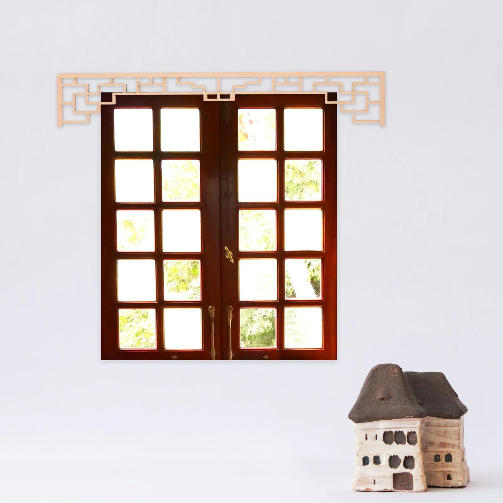 Lot de 4 miniatures d'écrans architecturaux chinois en bois non fini, décorations d'angle sculptées pour kit de maison miniature DIY, maison de poupée