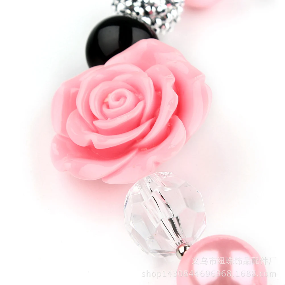 

2pcs Resin Flower Necklace Bracelet Set Beaded Jewelry for Girls Kids Toddler Teen Christmas Party Photos Beach Play