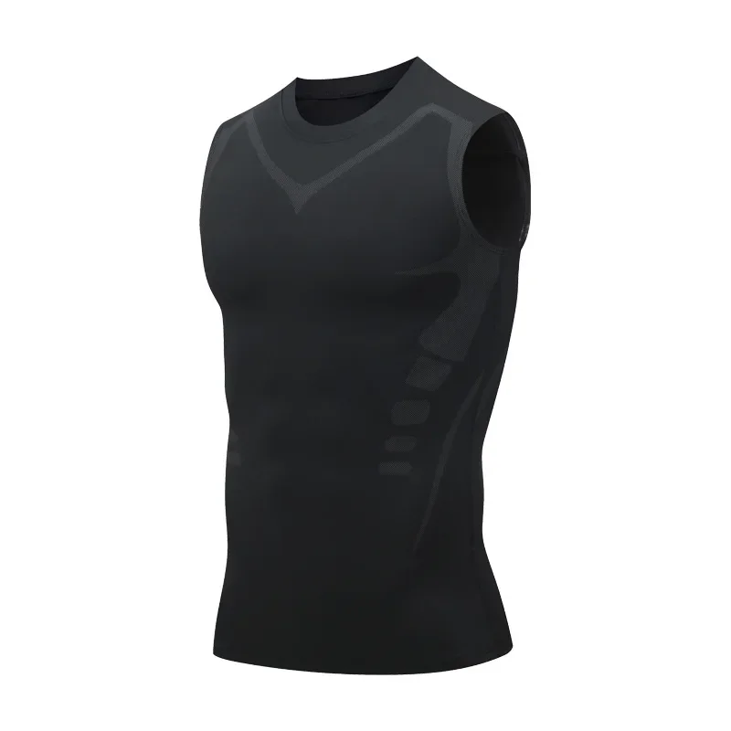 1 piece Men Sports Compression Vest, Basketball Gym Tight Undershirt, American Training Base Layer Quick-Dry Elastic Wide-Should