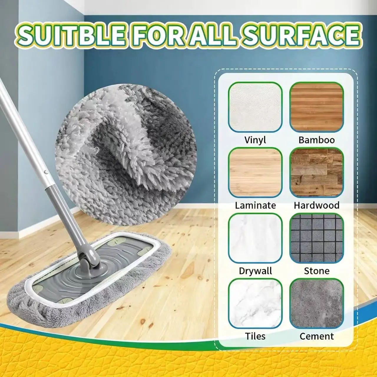 Chenille Mop Pad Replacement, Fit for Swiffer, Multi-surface Cleaning Mop Head