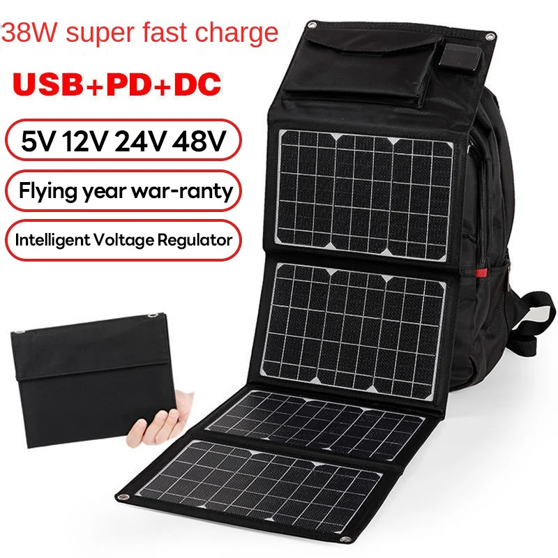 90W Solar Panel Outdoor USB Portable Collapsible Waterproof Solar Power Banks for Tourist Hiking Fishing Phone Batteries Camping