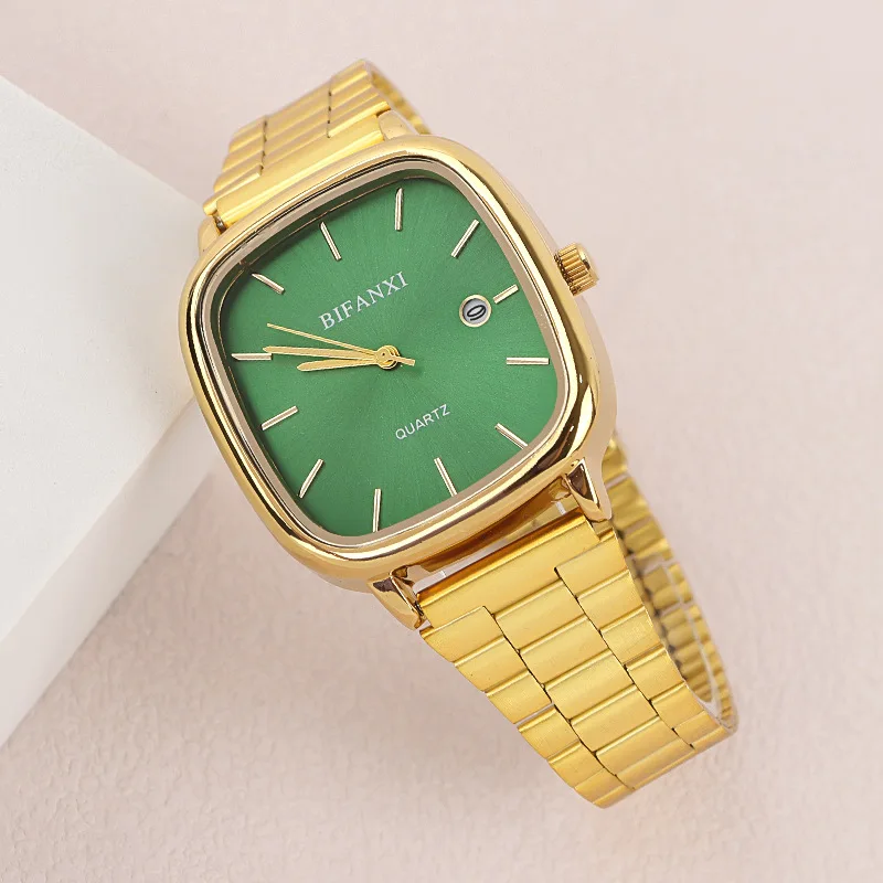 Luxury Couple Watch for Men Women Quartz Wristwatch Clock Male Square Orologio Man Ladies Simple Black Sliver Gold Green Reloj