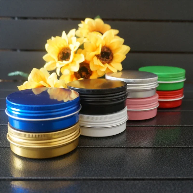 60g 60ml Empty Black Round Aluminum Box Metal Tin Cans DIY Cosmetic Cream Gold Green Refillable Jar Tea Aluminum Pot Containers