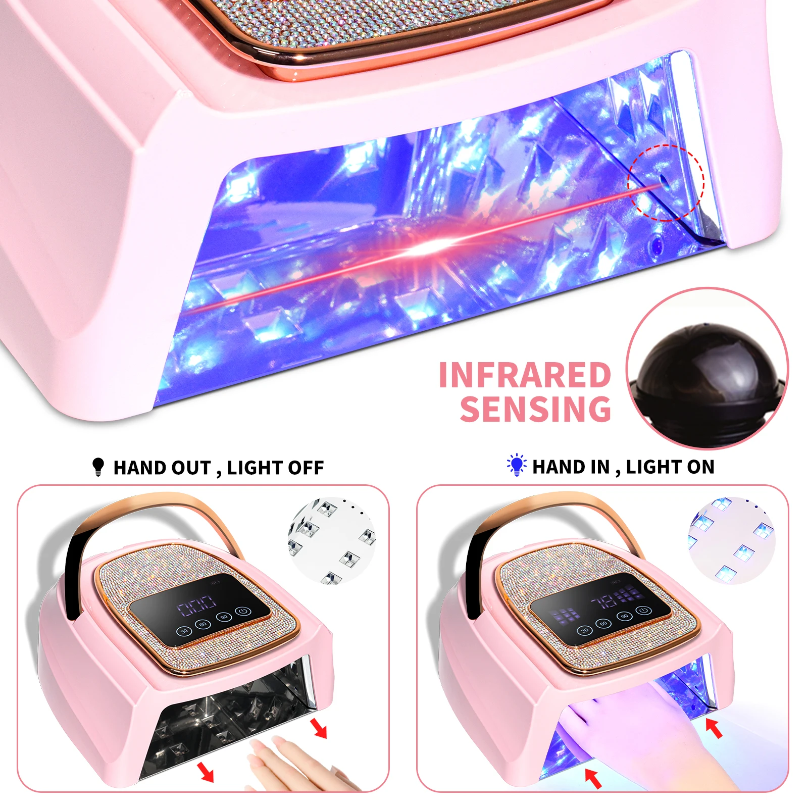 Rechargeable UV LED Nail Lamp 30 LED Gel Nail Polish Dryer Professional Manicure Curing Lamp for Nail Art Salon UV Light Tools