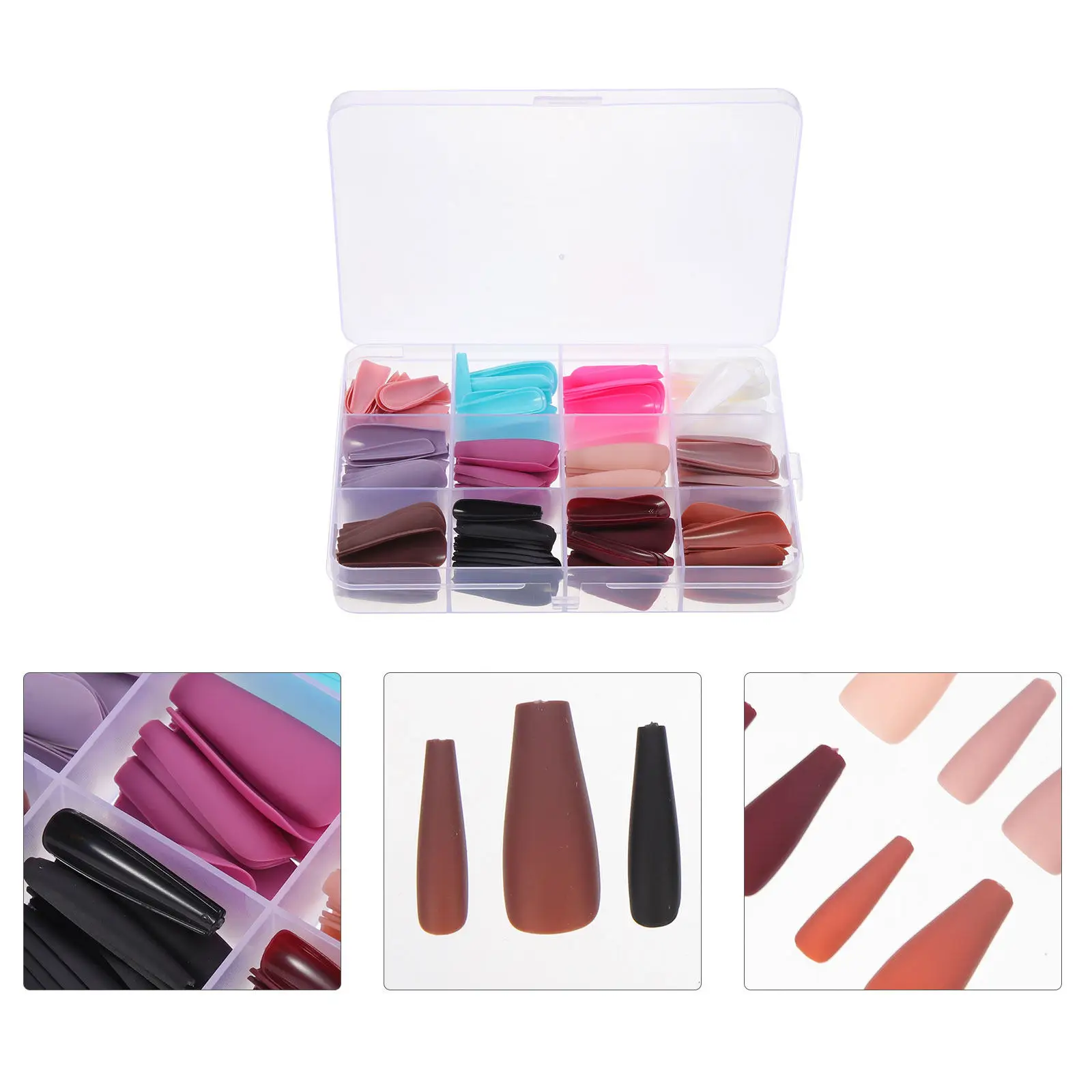 

Набор для накладного маникюра: матовые накладные ногти формы «балет», идеальная форма, яркий цвет, стильные, удобные в использовании, полное покрытие