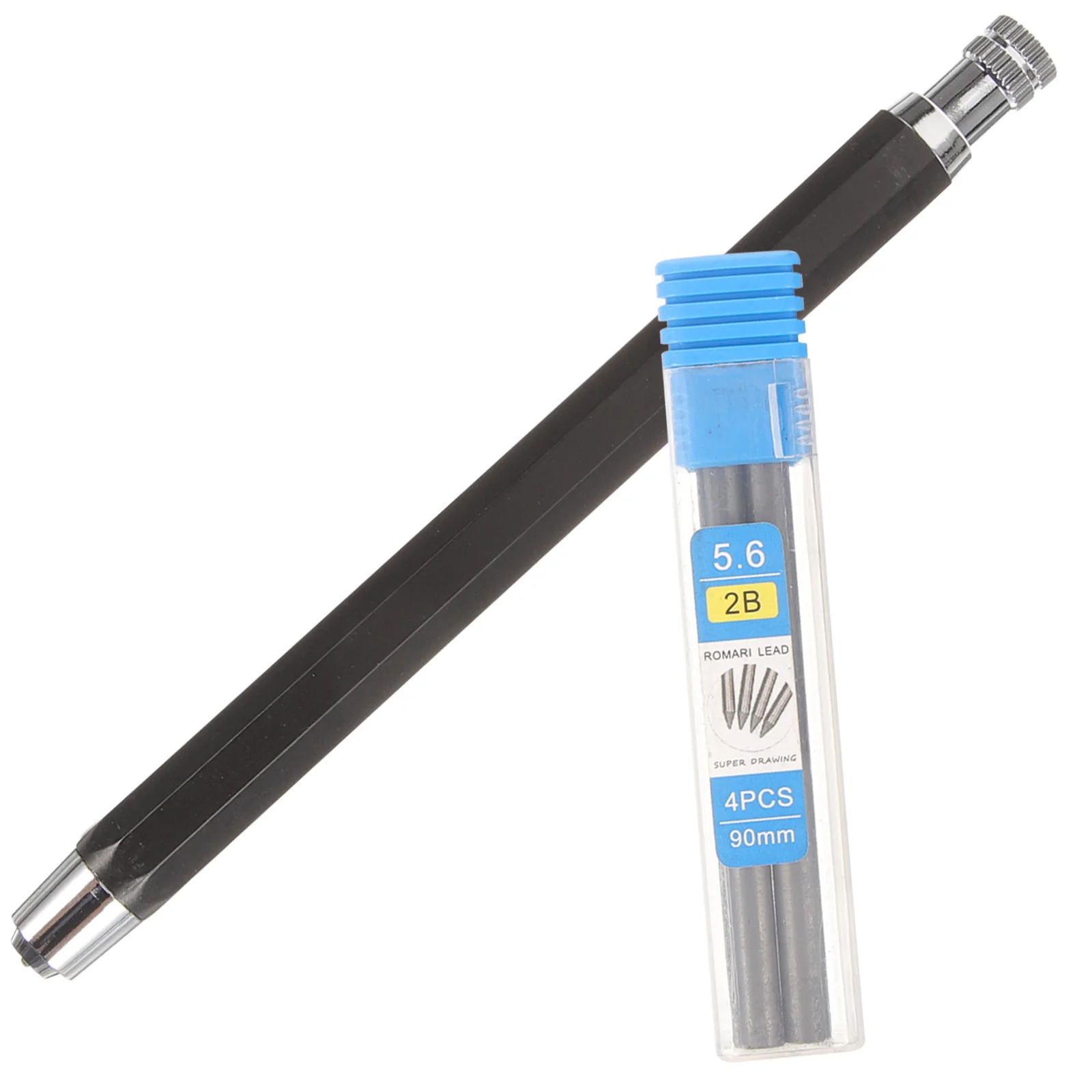 

5 6mm Metal Automatic Pencil for Drawing with Black 2B Lead Refills Boxed Mechanical Pencils School Office Supplies Kids